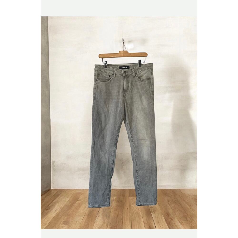 Express Men’s Gray Slim Fit Straight Denim Jeans Size 33 X 30